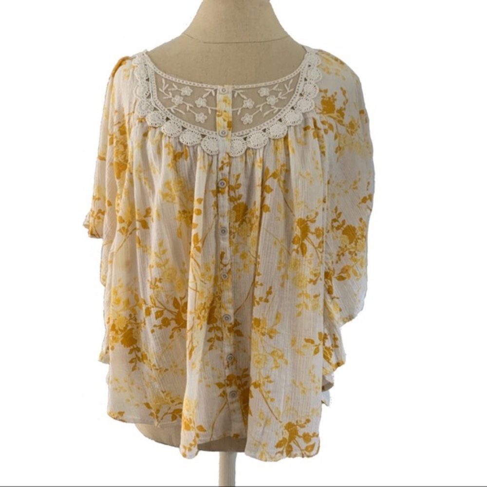 Bandolino Boho Floral Peasant Top Size M